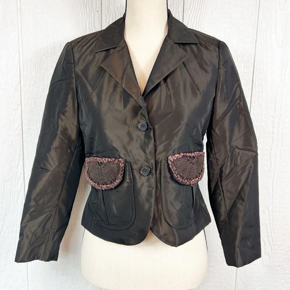 Schumacher Metallic Brown Blazer Jacket Small
